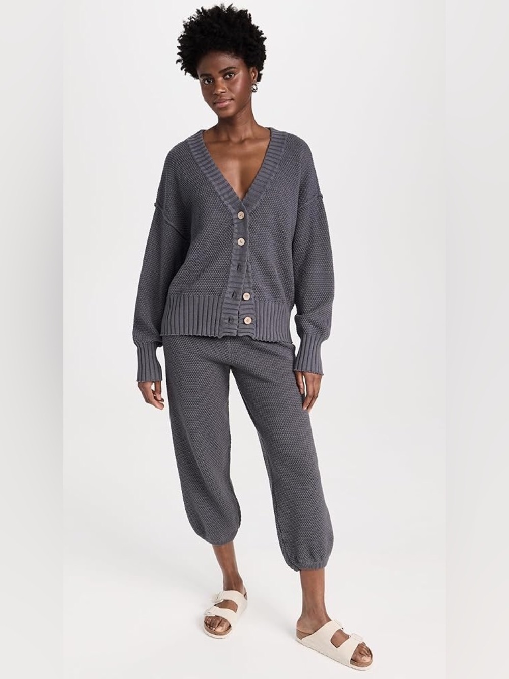 Free People Hailee cardi set lounge outfit textured cardigan and jogger pants - Picture 4 of 5